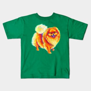 Rainbow Pomeranian Dog Kids T-Shirt